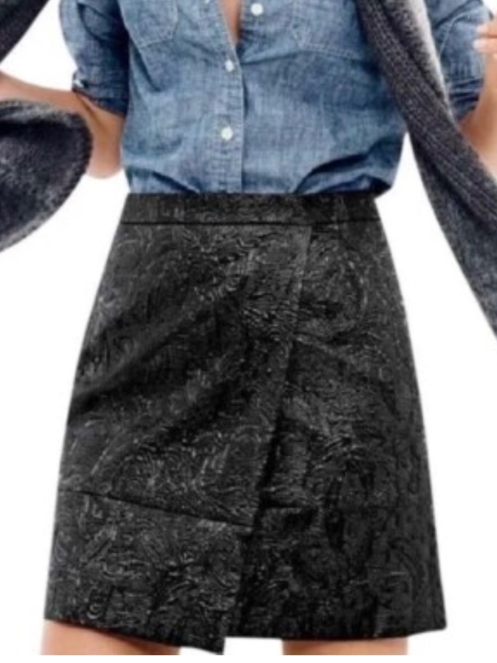 J. Crew Black Paisley Jacquard Mini Skirt. Size 4. Style B4754